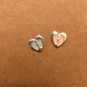 Origami Owl - Boy and Girl Baby Footprint Charms